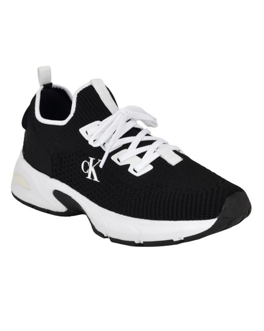 Calvin Klein Black Lorhee Round Toe Lace-up Casual Sneakers