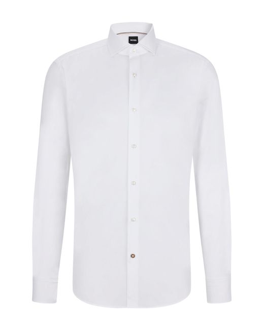 Boss White Boss By Stretch-cotton Twill Regular-fit Dress Shirt for men