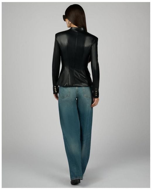 WeWoreWhat Black Faux Leather Military Jacket