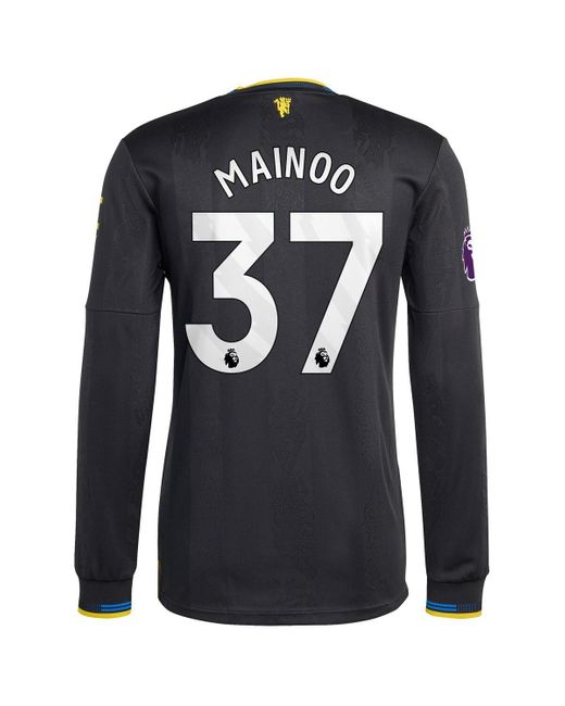 Adidas Black Kobbie Mainoo Manchester United 2025/26 Third Authentic Long Sleeve Player Jersey for men
