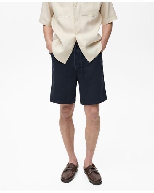Mango Blue Denim Drawstring Shorts for men