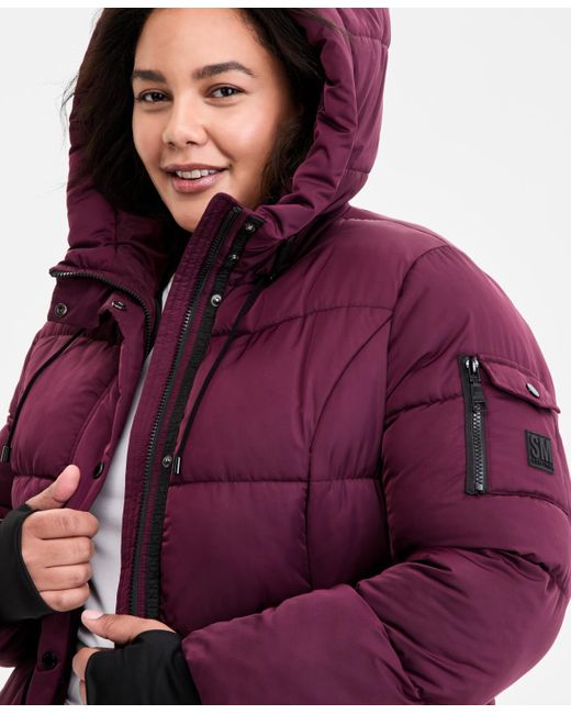 Steve Madden Purple Plus Size Hooded Anorak Puffer Coat