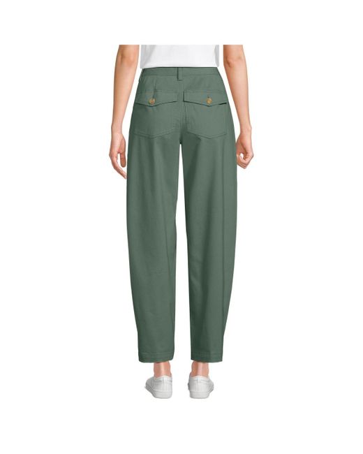 Lands' End Green Chino High Rise Barrel Leg Utility Ankle Pants