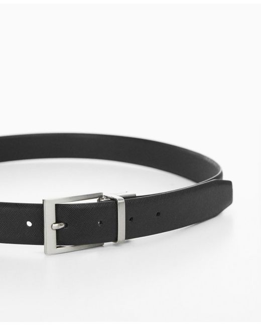 Mango Black Saffiano Leather Belt for men