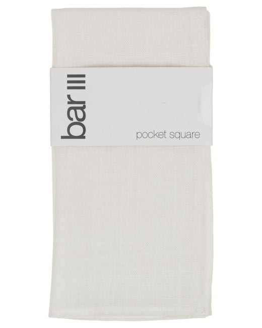 BarIII White Seasonal Solid Pocket Square for men