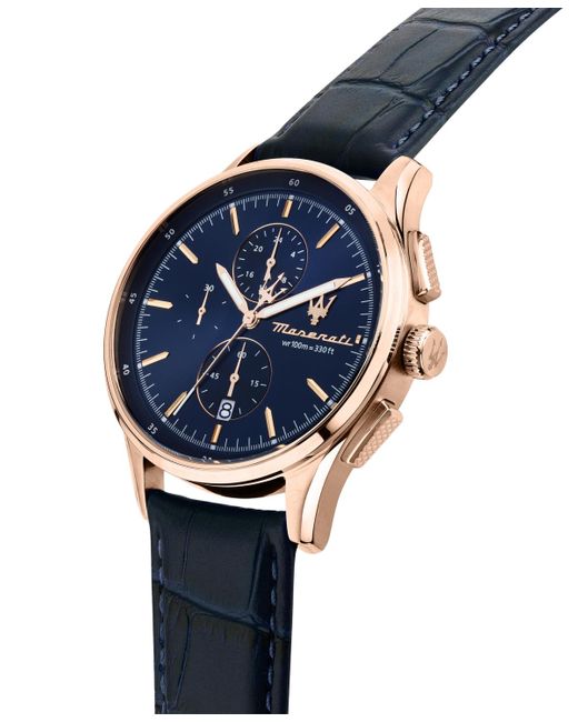 Maserati Blue Chronograph Leather Watch for men
