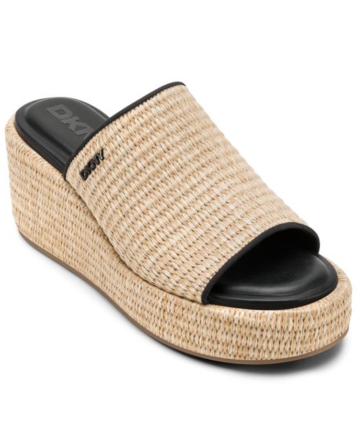 DKNY Natural Conrad Slip-on Wedge Sandals