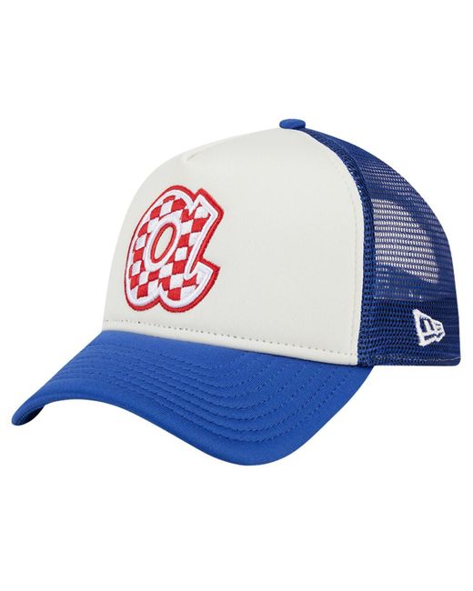 KTZ Blue White/royal Atlanta Braves Checkered Flag A-frame Trucker 9forty Adjustable Hat for men