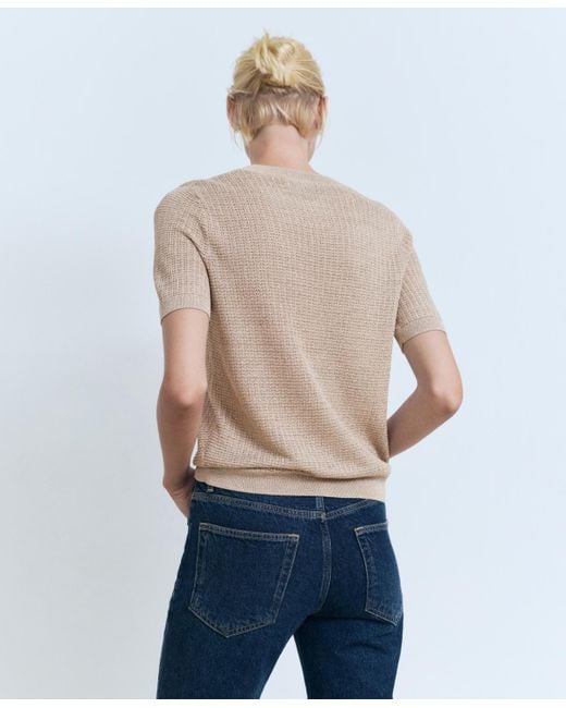 Mango Gray Short-sleeved Lurex Sweater