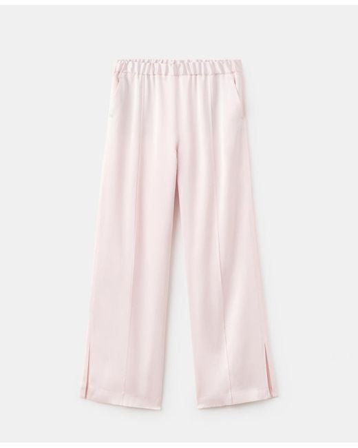 Mango Pink Side Slit Satin Pants