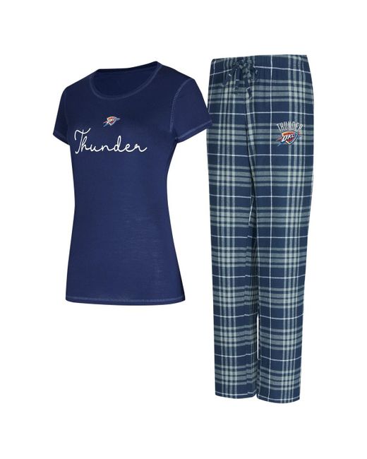 Concepts Sport Blue 2-piece Navy/gray Oklahoma City Thunder Vector Top Flannel And Pants Sleep Set