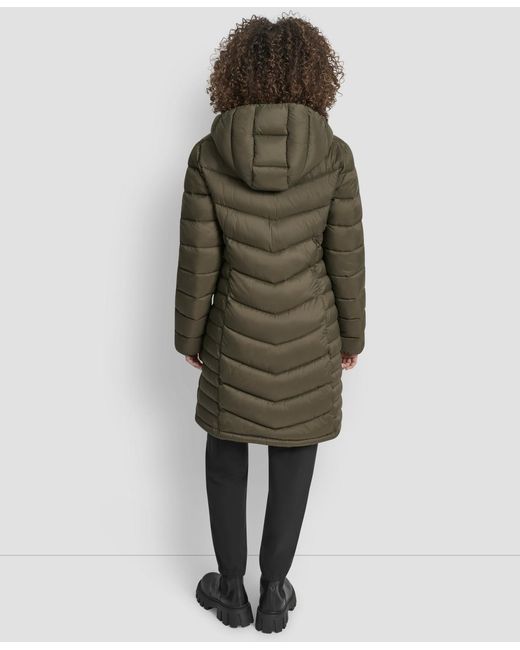 DKNY Green Zip-front Long Coat