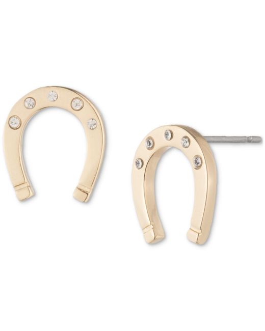 Ralph Lauren White Pave Horseshoe Stud Earrings
