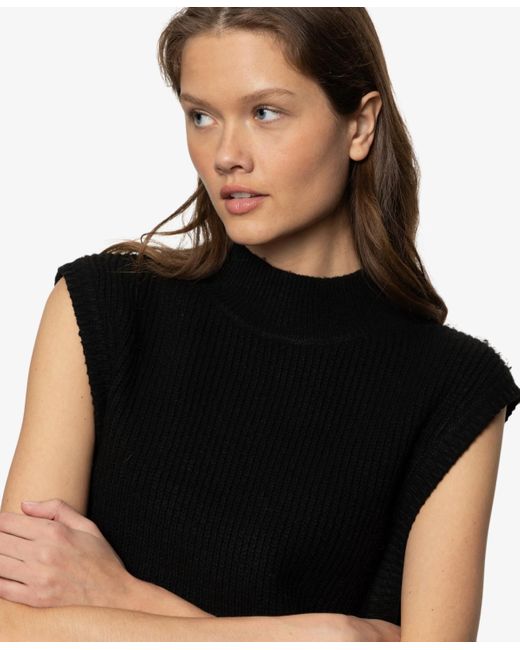 Sanctuary Black City Side Slits Vest Sweater