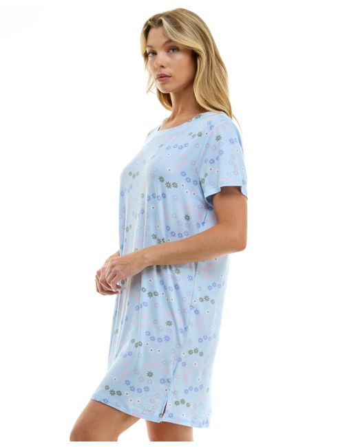 Roudelain Blue Printed Short-sleeve Sleepshirt