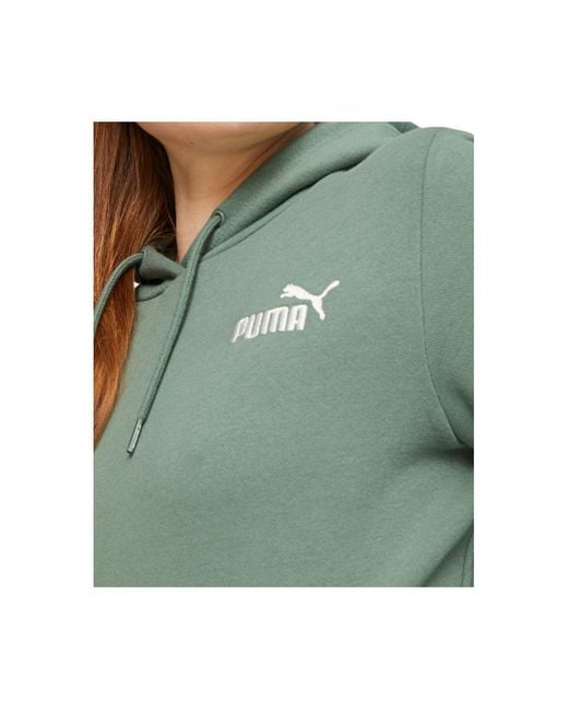 PUMA Essentials Embroidered Hooded Sweatshirt in Green Lyst