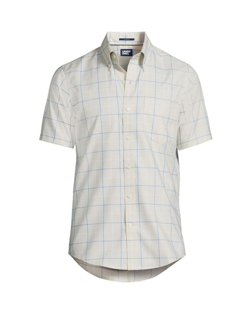 Lands' End White Short Sleeve Traditional Fit No Iron Sportshirt for men