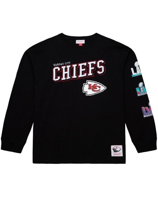 Mitchell & Ness Black Kansas City Chiefs Training Camp Vintage Logos Long Sleeve T-shirt for men