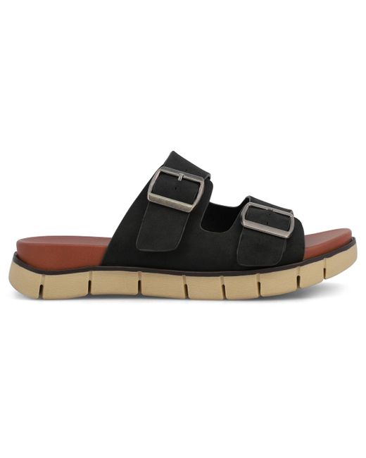 MIA Brown Esei Double Buckle Slip-on Slide Sandals