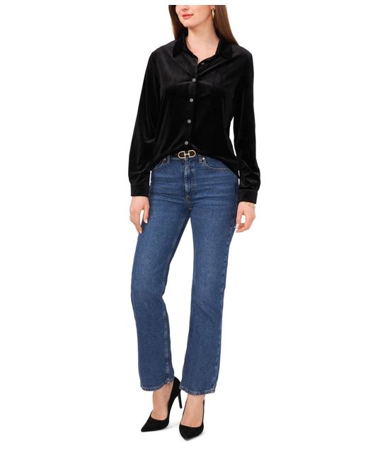 Vince Camuto Black Button-down Collar Top