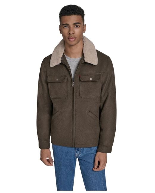 Levi's Brown Wool Blend Depot Sherpa Collar Jacket for men