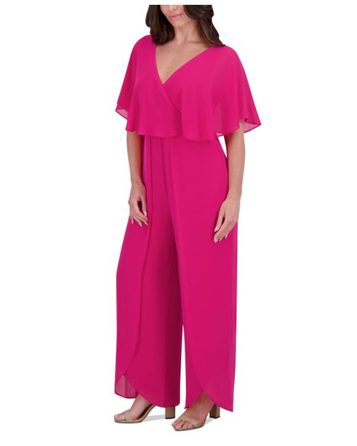Kensie Pink Flutter-sleeve Jumpsuit