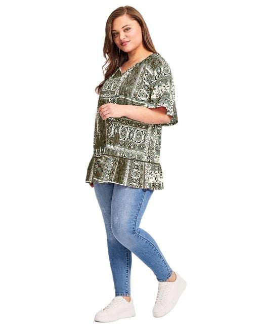 Avenue Green Flutter Sleeve Top