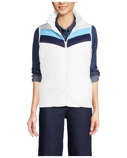 Lands' End White Wanderweight Reversible Packable Down Vest