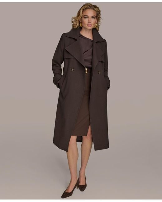 Donna Karan Brown Belted Notched-collar Trench Coat