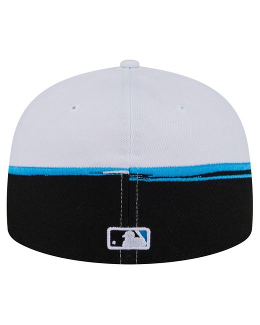 KTZ Blue Black/white Miami Marlins Paint Stroke 59fiftyâ Fitted Hat for men