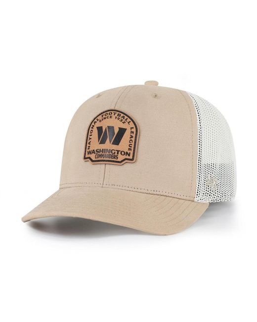 '47 Natural Washington Commanders Bonehide Trucker Structured Leather Applique Adjustable Hat for men