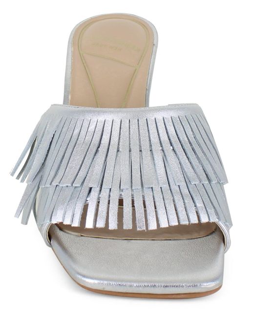 Kenneth Cole White Darby Fringe Slip On Dress Sandals