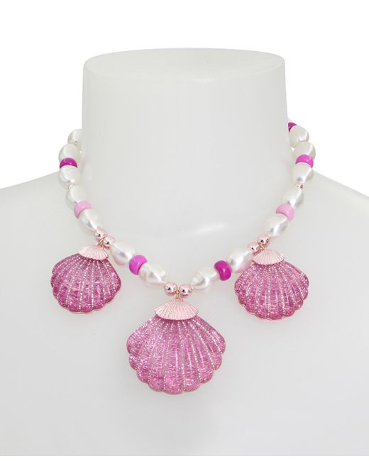 Betsey Johnson Pink Faux Stone Seashell Bib Necklace