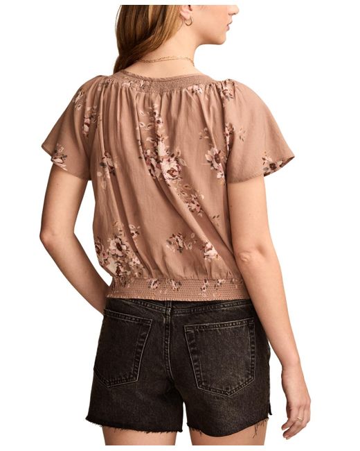 Lucky Brand Black Flutter-sleeve Tie-front Top