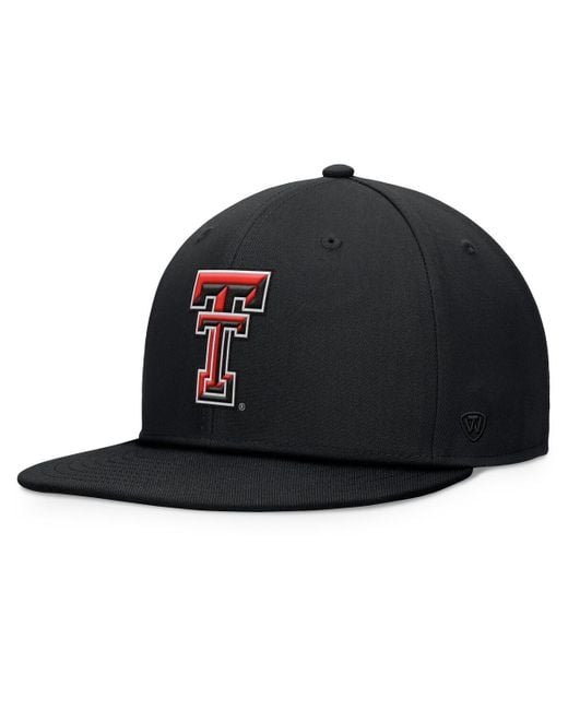 Top Of The World Black Texas Tech Red Raiders Fundamental Snapback Hat for men