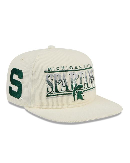 KTZ Natural White Michigan State Spartans Throwback Golfer Corduroy Snapback Hat for men