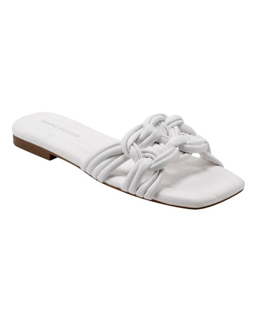 Marc Fisher White Lartie Slip-on Casual Flat Sandals