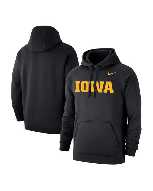 Nike Black Iowa Hawkeyes Wordmark Logo Club Pullover Hoodie for Men | Lyst