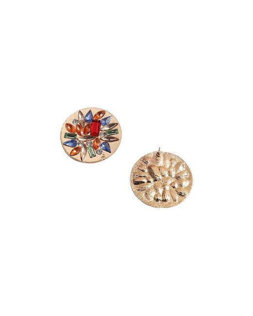 SOH Metallic Circular Crystal Stud Earrings
