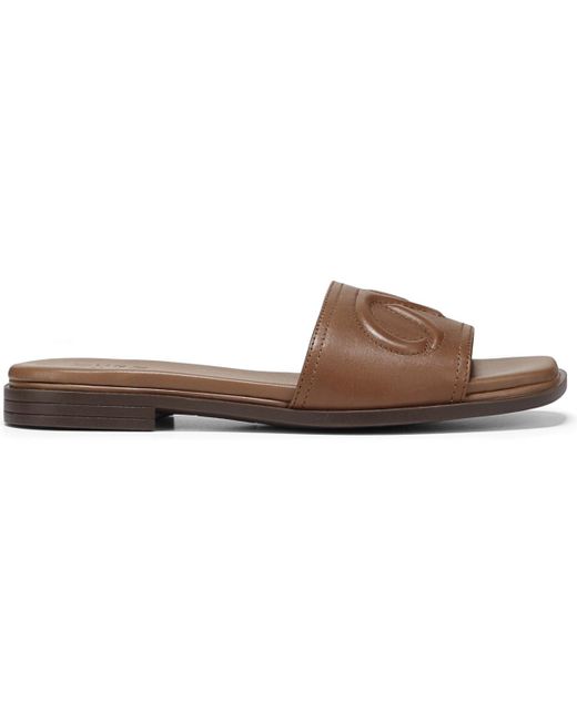 Naturalizer Brown Genevieve Open Square Toe Slide Sandals