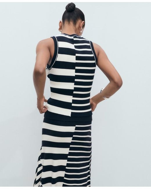 Mango Blue Striped Knit Top