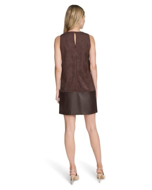 Calvin Klein Brown Crewneck Short Shift Dress