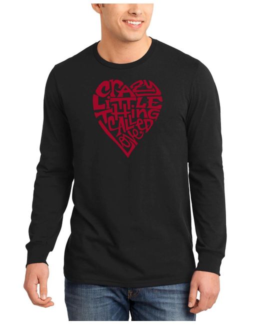 LA Pop Art Black Crazy Little Thing Called Love Word Art Long Sleeve T-shirt for men