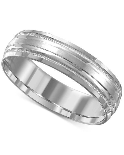 Macy's Men's Metallic High-polished Etched Wedding Band