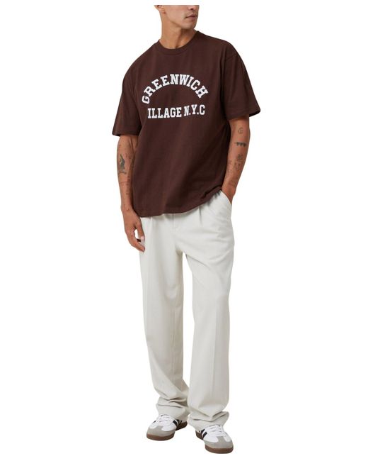 Cotton On Brown Loose Fit College T-shirt for men