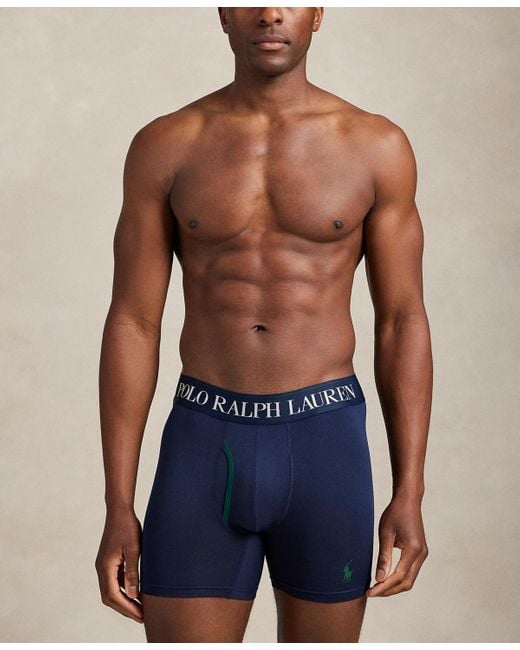 Polo Ralph Lauren Blue 3-pack Cooling Microfiber Elastic Waist Boxer Briefs for men