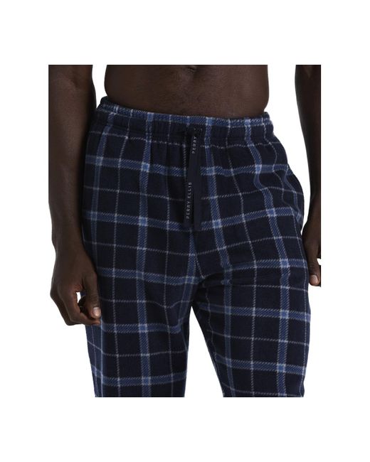 Perry Ellis Blue Solid Shirt & Buffalo Plaid Pajama Set for men