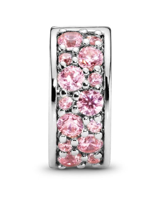 Pandora Pink Cubic Zirconia Clear Pave Fixed Clip Charm