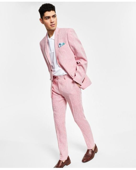 Bar Iii Pink Slim-fit Linen Suit Separates, Created For Macy's for men
