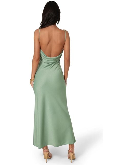 Bebe Crepe Drape Back Maxi Dress in Green
